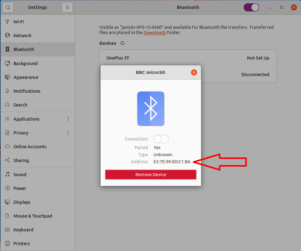 Bluetooth-instellingen - details