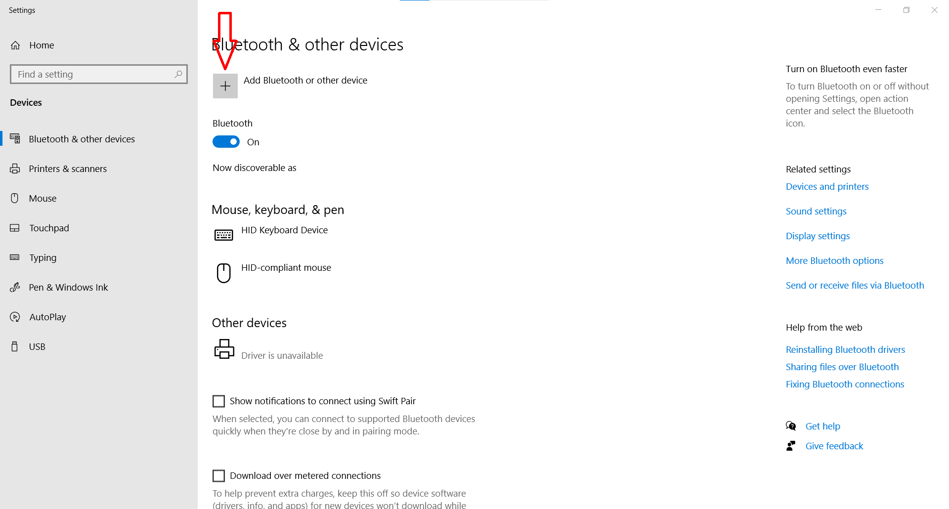 Bluetooth- en andere apparaten scherm